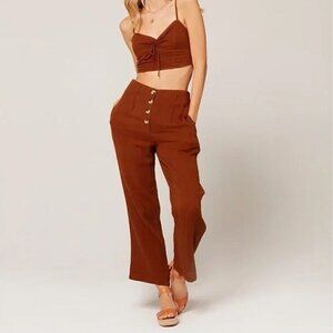 L*Space Women's Georgie Gauze Casual Pants in Rust Size XS Cotton Blend Pants